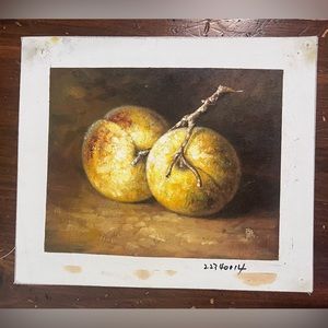 Vintage Peach Oil Painting Unsigned